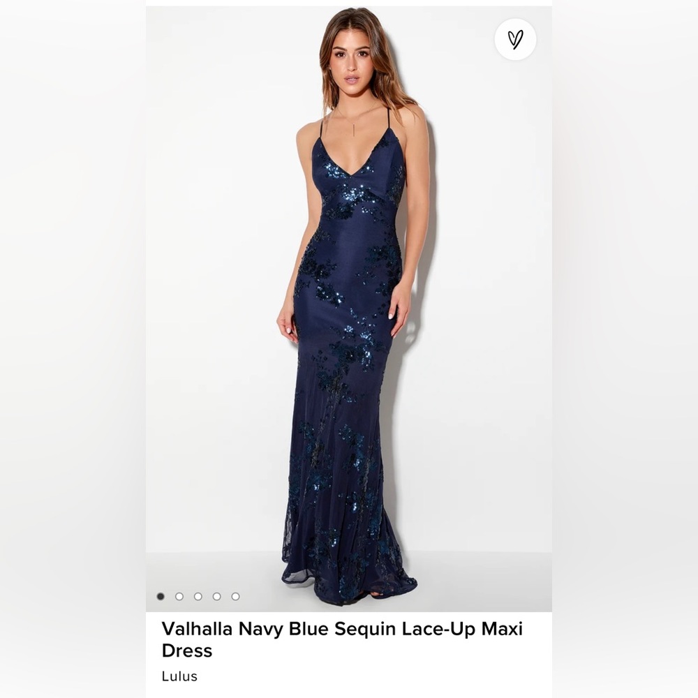 Lulus SOLD OUT Valhalla Navy Blue Sequin Lace-up maxi dress

Nwt